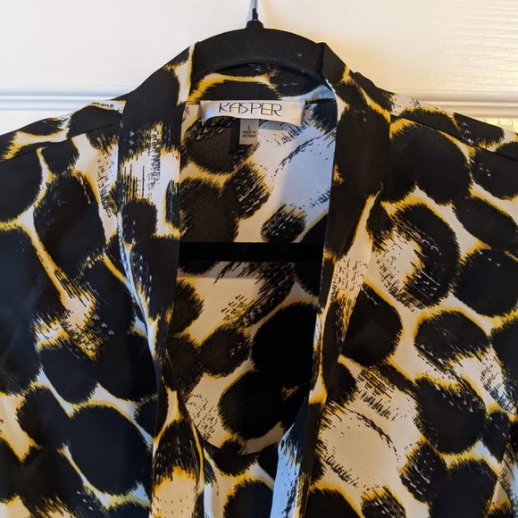 Kasper Sleeveless Top with Tie size L Black, Yellow, and White - Picture 3 of 10